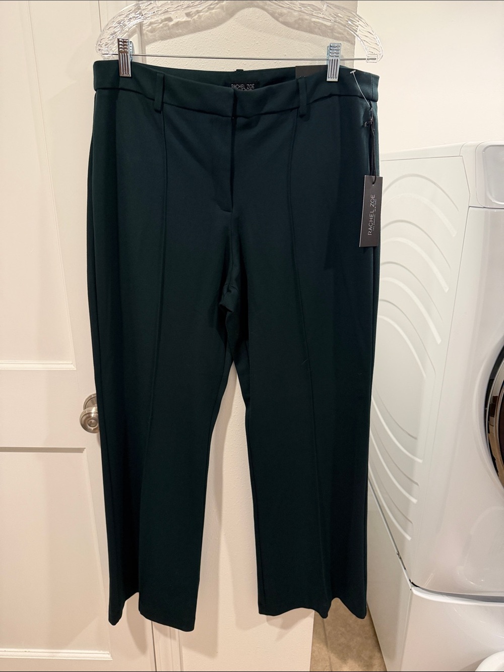 Rachel Zoe Deep Dark Green Straight-Leg Dress Trousers